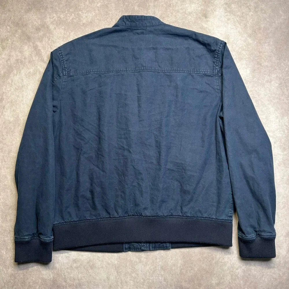 Banana Republic Mens Navy Blue Linen Cotton Harrington Bomber Jacket Large